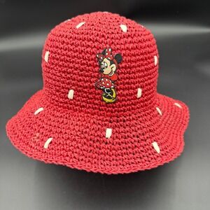 Disney Kids Minnie Mouse Straw Sun Hat Red Size Small Beach Vacation